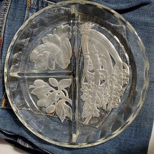 Vintage Glass Segmented Veggie Dish